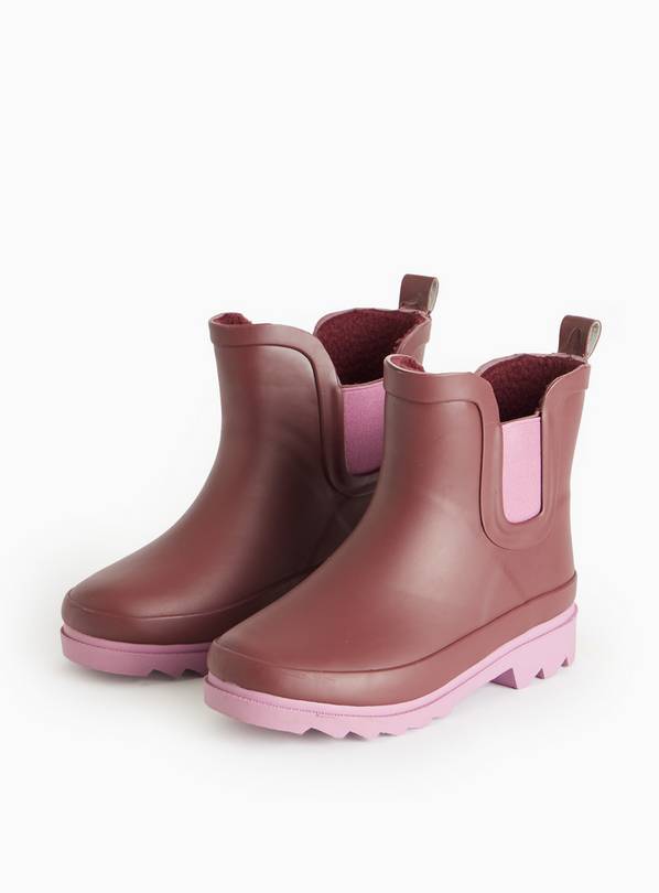 Burgundy Fleece Lined Wellies 8 Infant
